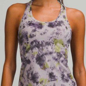 Lululemon Cool Racerback Short Tank Nulu Radial Tie Dye Mauve Grey Multi Size 8